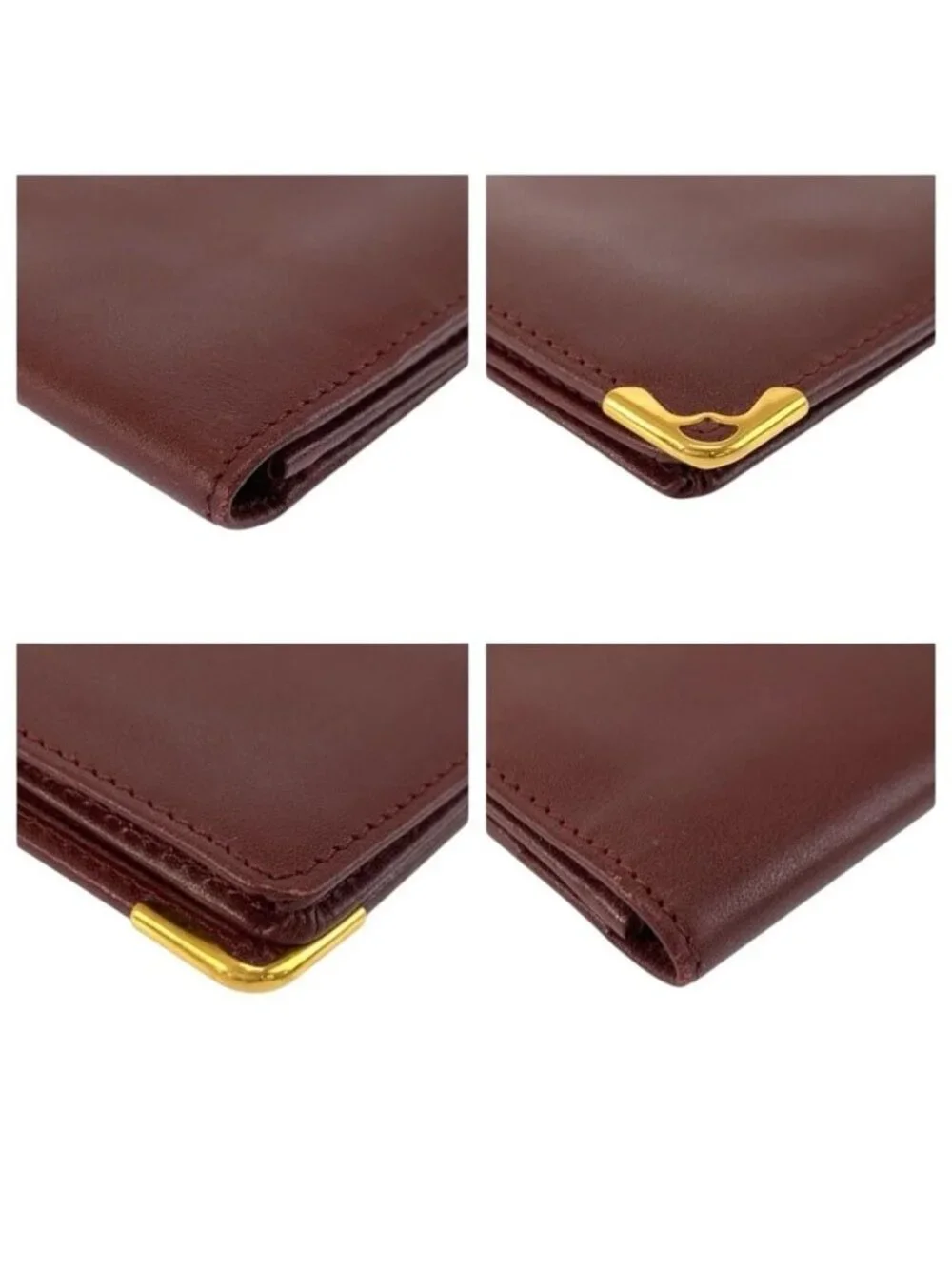 Cartier Must Line Bordeaux Gold Leather Wallet Billfold